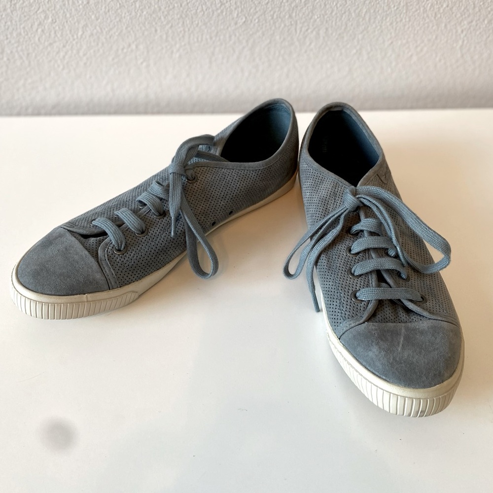 BIMBA & LOLA Dusty Blue Perforated Suede Lace Up Sneakers SZ 41 10